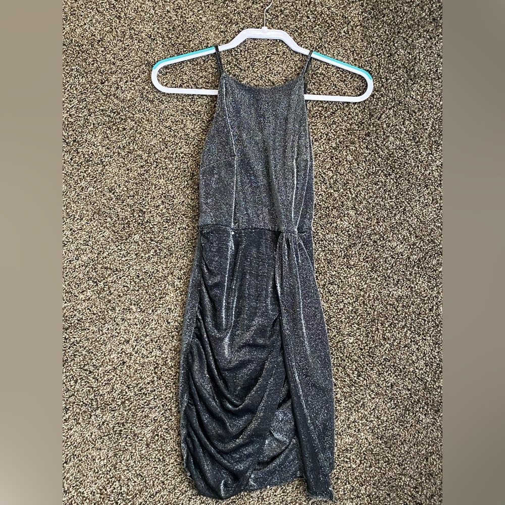 BCX Charcoal Glitter Prom Dress